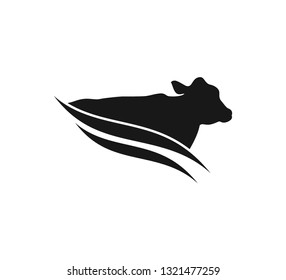 cow agriculture farm dairy product icon vector logo design template