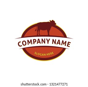 cow agriculture farm dairy product icon vector logo design template for a butchery beef shop