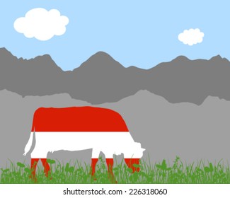 Cow alp and austrian flag