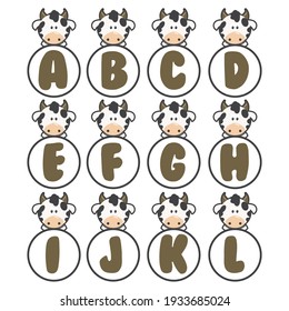 cow alphabet collection, vector art and illustration.