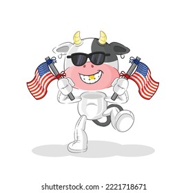 the cow american youth cartoon mascot vector