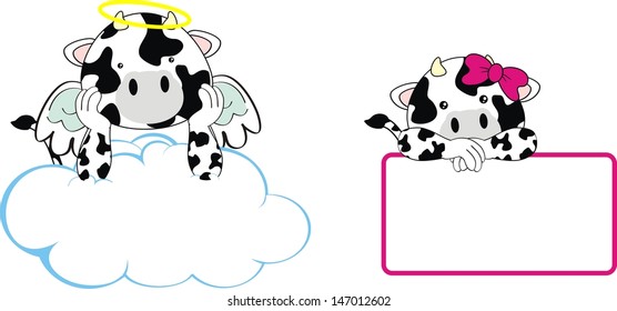 cow angel baby cartoon copyspace in vector format very easy to edit