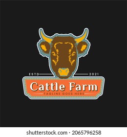 Cow Angus Bison Buffalo Farm Logo with Angus Cow Head Icon Design Inspiration