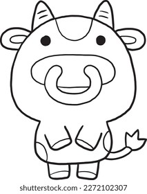 Cow animal cartoon doodle kawaii anime coloring page cute illustration drawing clip art character chibi manga comic