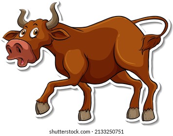 Cow animal cartoon sticker illustration