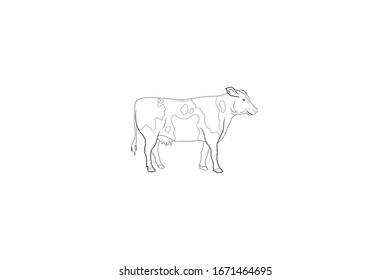 Cow Animal Cartoon Vector Outline Illustration