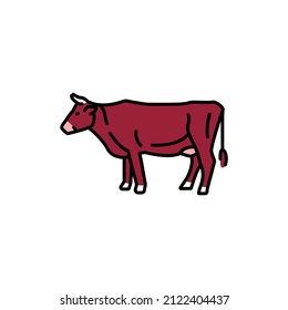 Cow animal color line icon. Pictogram for web page, mobile app, promo.