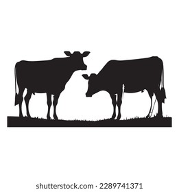 cow animal cows silhouette vector illustration