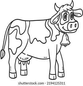 Cow Animal Isolated Coloring Page Kids Stock Vector (Royalty Free ...