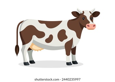 Vaca animal aislado ilustración vectorial plana