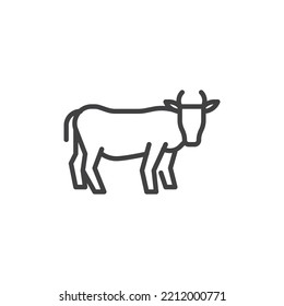 Cow animal line icon. linear style sign for mobile concept and web design. Standing cow outline vector icon. Symbol, logo illustration. Vector graphics