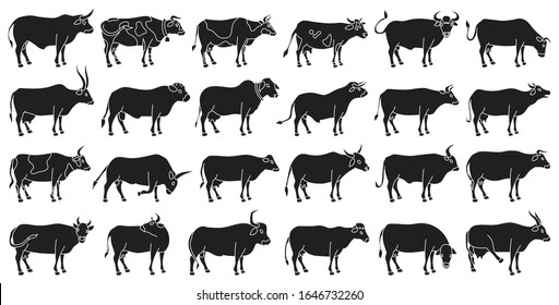 Cow of animal vector black set icon.Isolated black icon farm animal of cow.Vector illustration cattle for farm on white background.