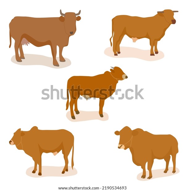 Cow Animal Vector Cartoon Set Icon Stock Vector (Royalty Free ...