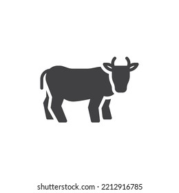 Icono del vector animal de vaca. signo plano relleno para concepto móvil y diseño web. Icono de glifo de vaca de pie. Símbolo, ilustración del logotipo. Gráficos vectoriales