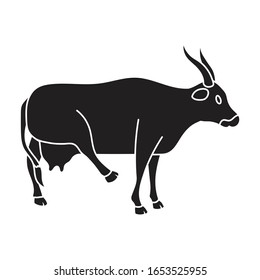 Cow of animal vector icon.Black vector icon isolated on white background cow of animal.