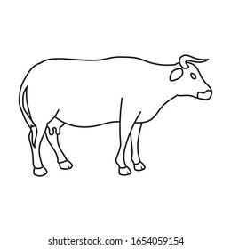 Cow of animal vector icon.Outline vector icon isolated on white background cow of animal.