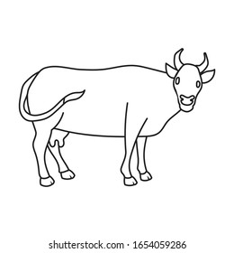 Cow of animal vector icon.Outline vector icon isolated on white background cow of animal.