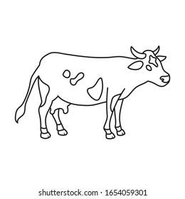 Cow of animal vector icon.Outline vector icon isolated on white background cow of animal.