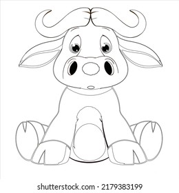Cow of animal vector icon.Outline vector icon isolated . Funny animal coloring page  for kids ,baby animal 
