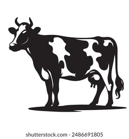 Cow art silhouette black and white vector illustration file 