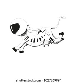 A cow astronaut jumps fun. Isolated. Vector drawing