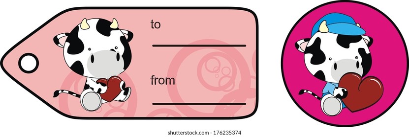 cow baby sticker cartoon in vector format very easy to edit