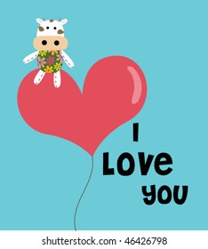 cow balloon with love text 7