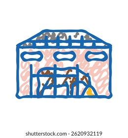 cow barn doodle icon sketch vector. cow barn sign. isolated symbol illustration