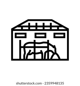 Kuhstall-Symbol-Vektorgrafik. Kuhstall-Schild. isoliertes Kontursymbol