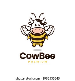 cow bee logo vector icon illustration