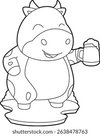 Cow Beer mug Beer Animal Vector Graphic Art Illustration