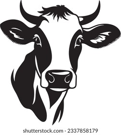 Cow with a bell around its neck, Basic simple Minimalist vector graphic, isolated on white background, black and white svg