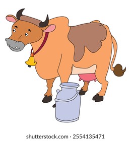 A cow with a bell cartoon vector
