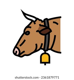 vaca con vector de icono de color de campana. vaca con timbre. ilustración de símbolo aislado
