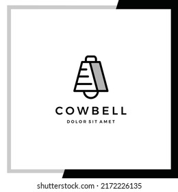 Cow bell logo template. Simple line style cow bell.