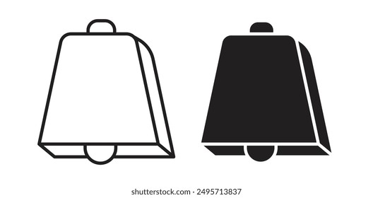 Cow bell vector icon set in black color.