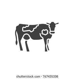 Cow black filled solid icon.