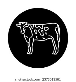 Cow black line icon. Farm animals. Pictogram for web page, mobile app, promo.