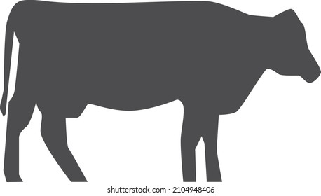 Cow Black Silhouette. Fram Cattle Animal Icon