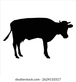 Cow black silhouette icon illustration