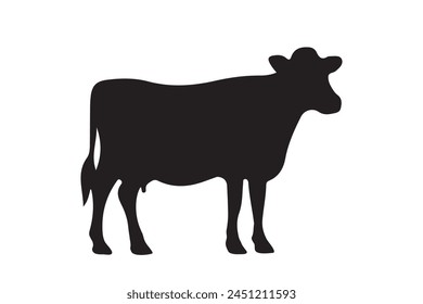 Cow black silhouette isolated on white background. Cow vector Illustration. Cow Art work.