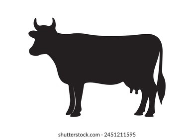 Cow black silhouette isolated on white background. Cow vector Illustration. Cow Art work.