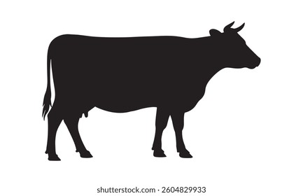 Cow black silhouette isolated on white background. Vector illustration