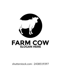 Cow black silhouette logo isolated on white background. cow farm logo Vector illustration