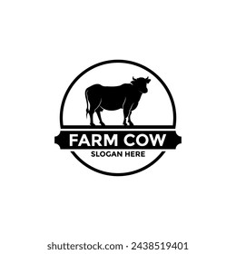Cow black silhouette logo isolated on white background. cow farm logo Vector illustration