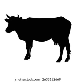 cow black silhouette on white background