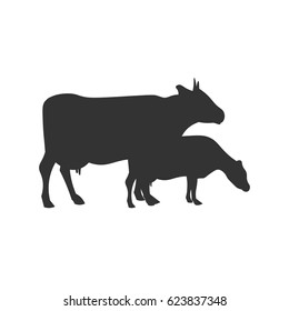 Cow black silhouette. Vector design illustration icon
