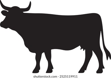 Cow Black Silhouette Vector In Illustration