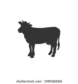 Cow black silhouette vector on a white background