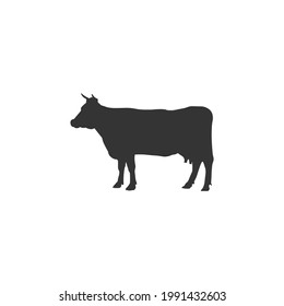 Cow black silhouette vector on a white background